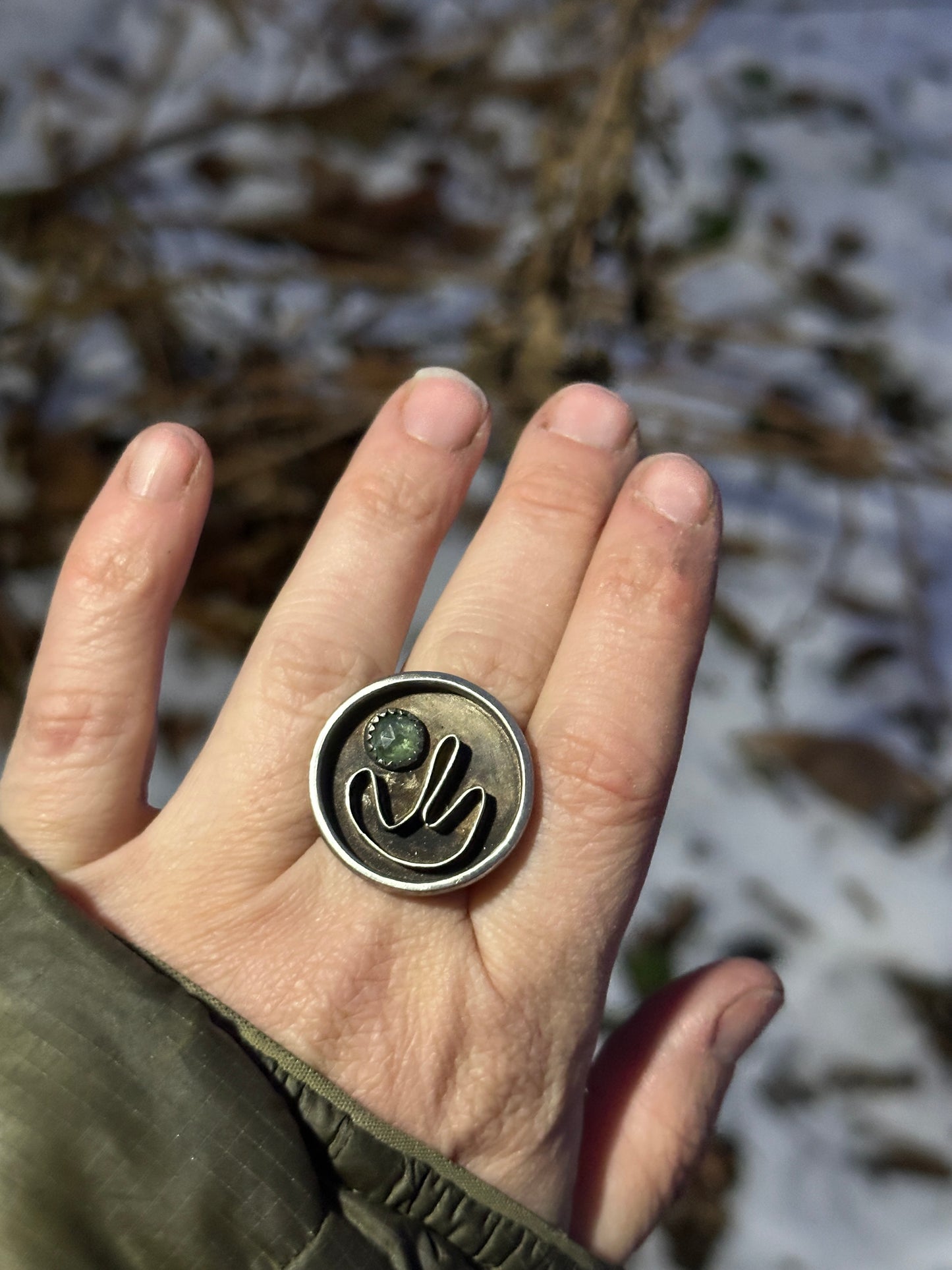 Cactus bush with green kyanite - current // flow ring size 8