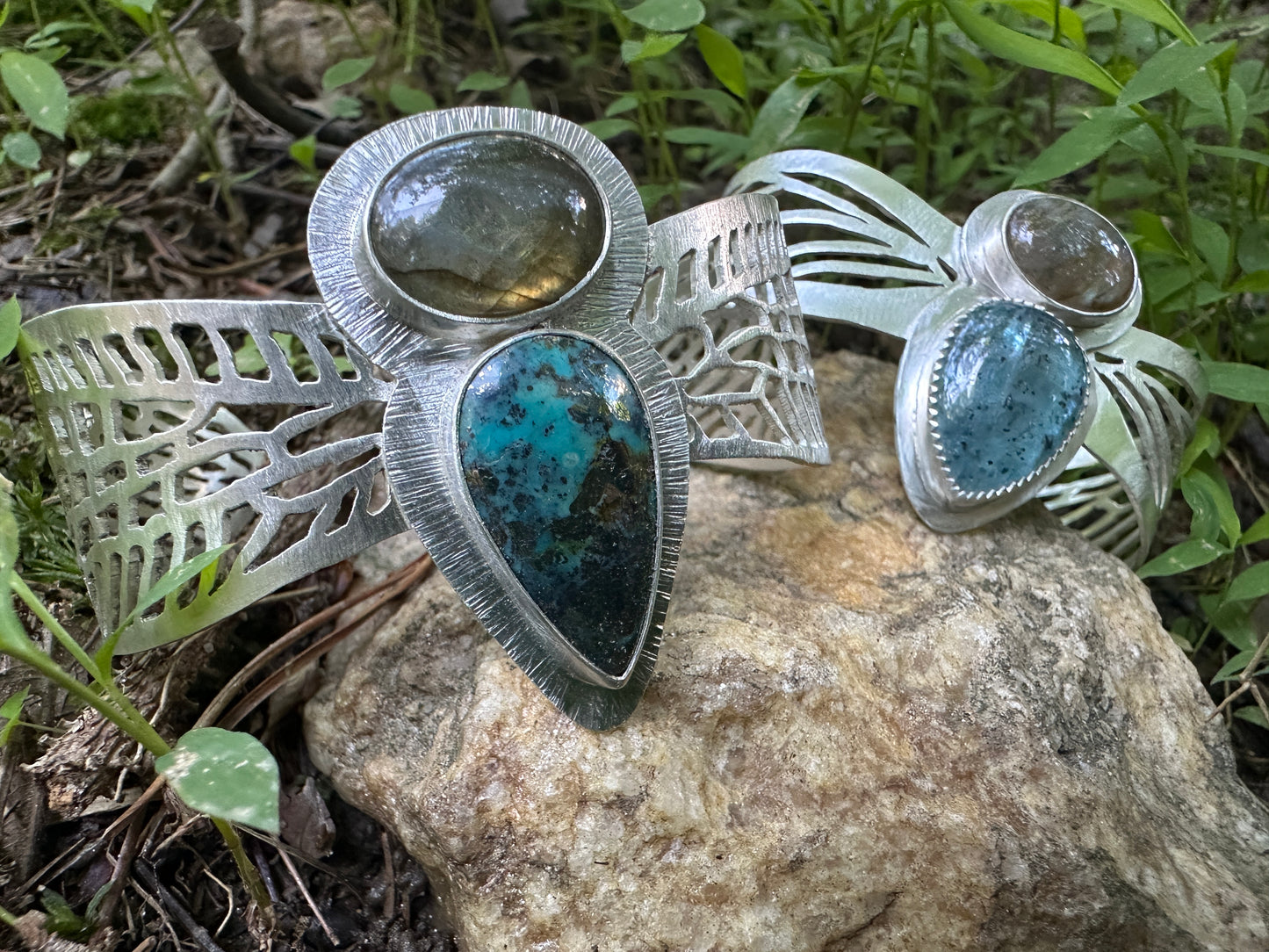 Labradorite and morenci 2 / nacozari turquoise Dragonfly Cuff
