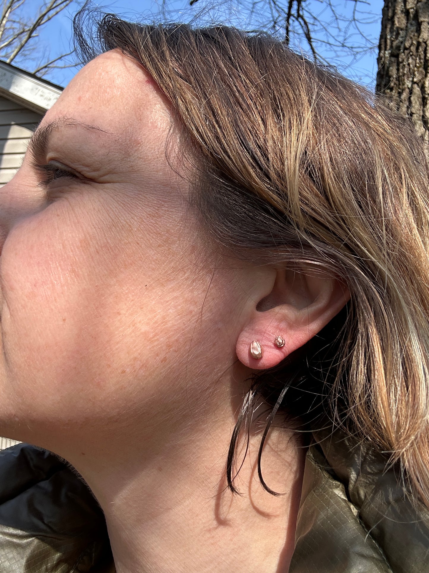 Seed Studs - silver and copper