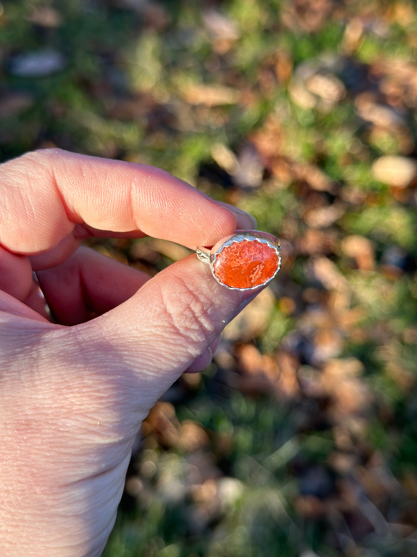 Red Horn Coral Ring - size 6.5