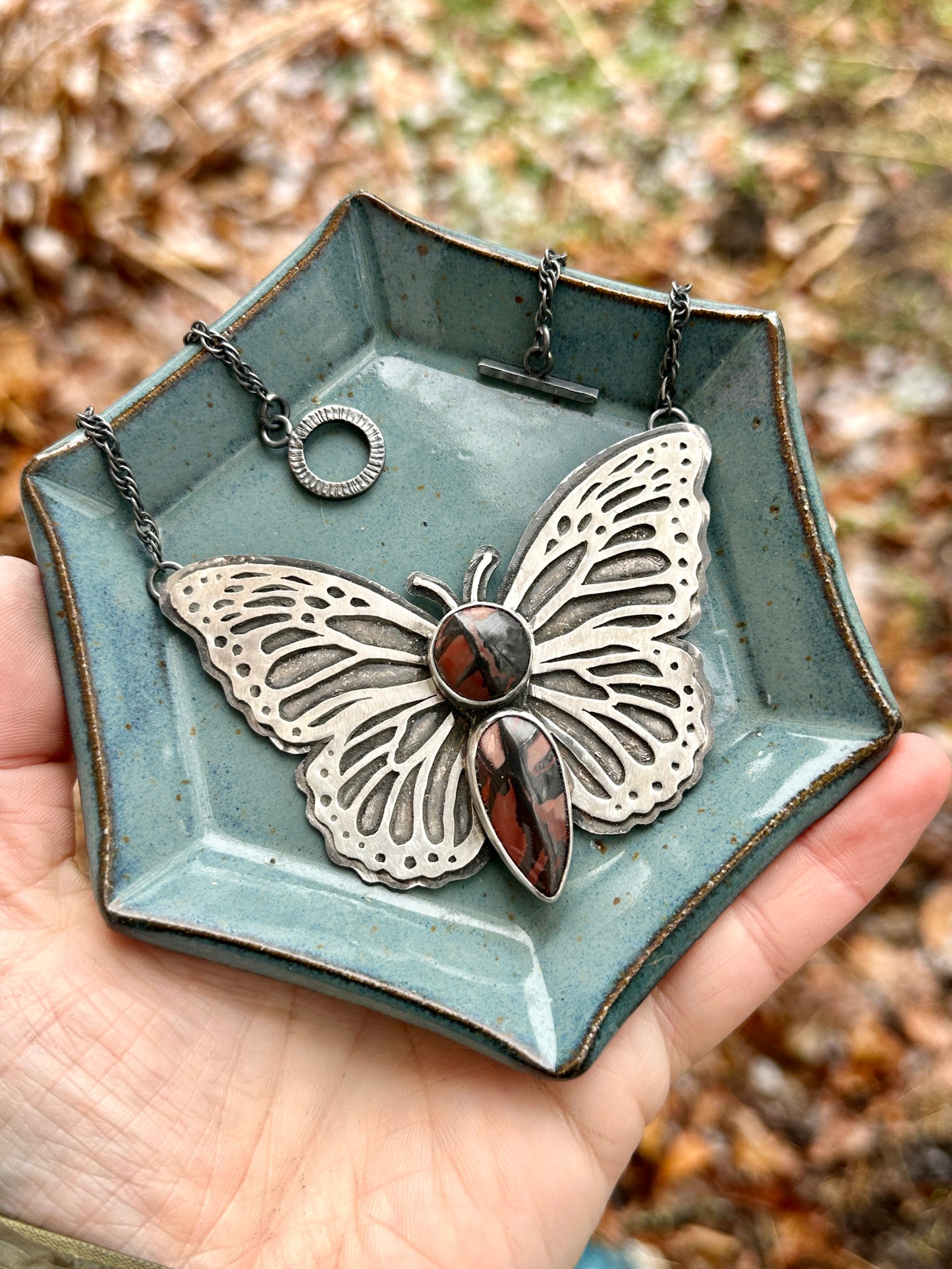 Indian Paint Stone winged necklace