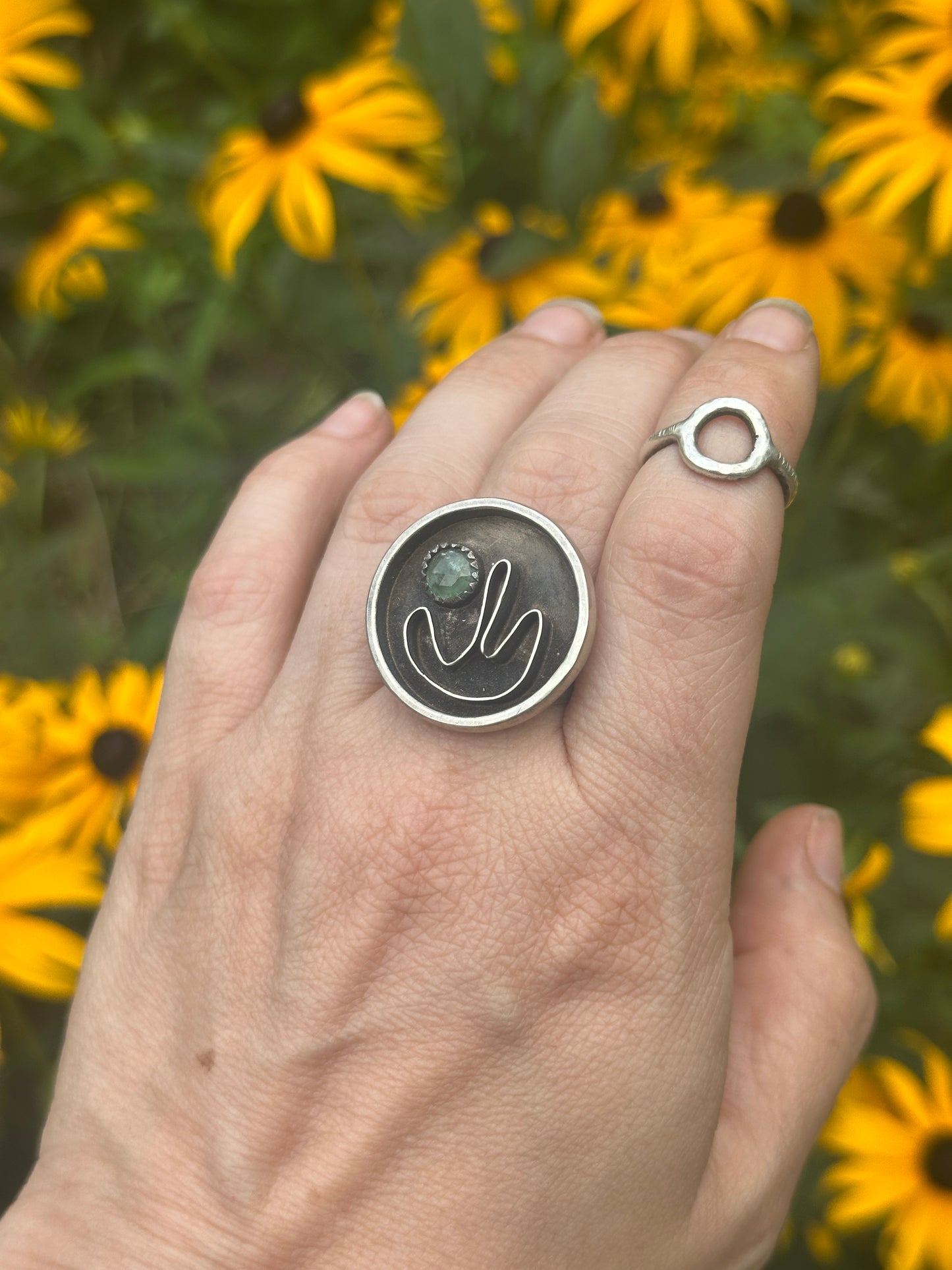 Cactus bush with green kyanite - current // flow ring size 8