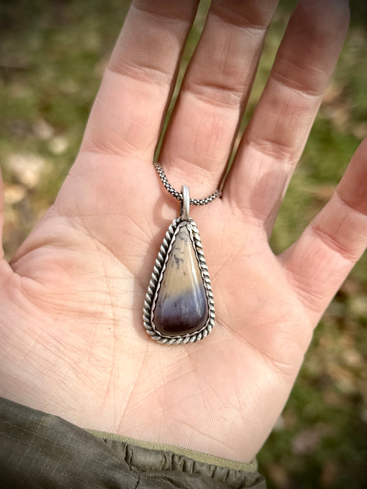 Amethyst sage triangle pendant necklace