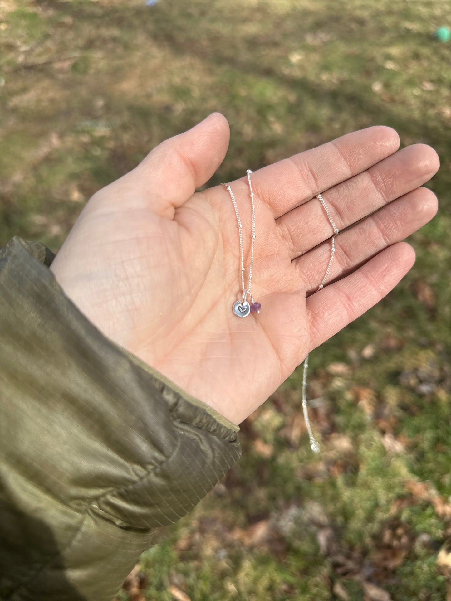 Heart and gem charm necklace