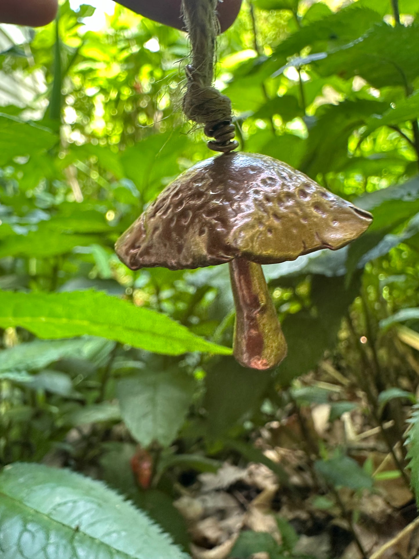 Mushie Bell - recycled copper metal clay mushroom