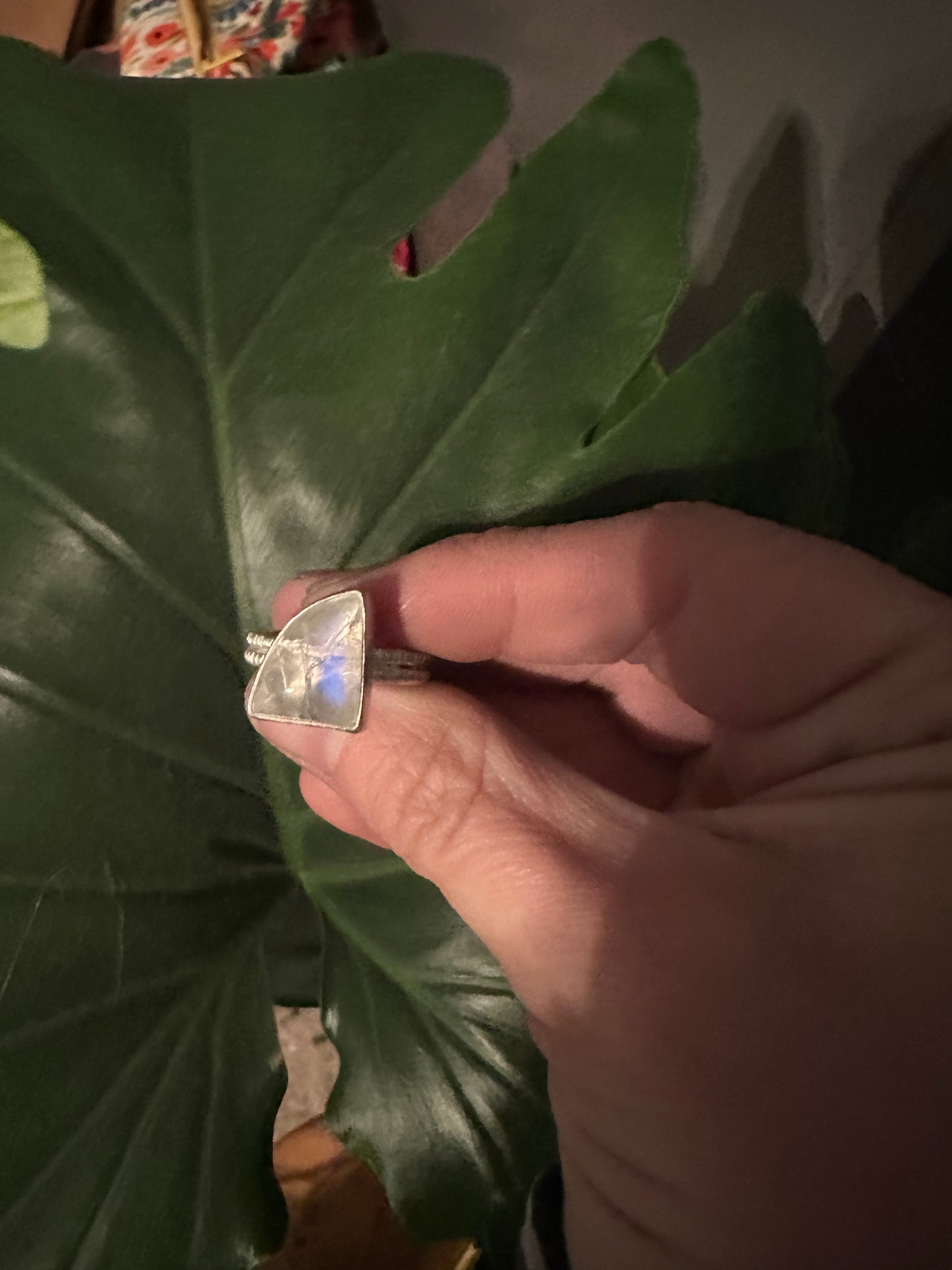 Triangle moonstone ring size 6.75