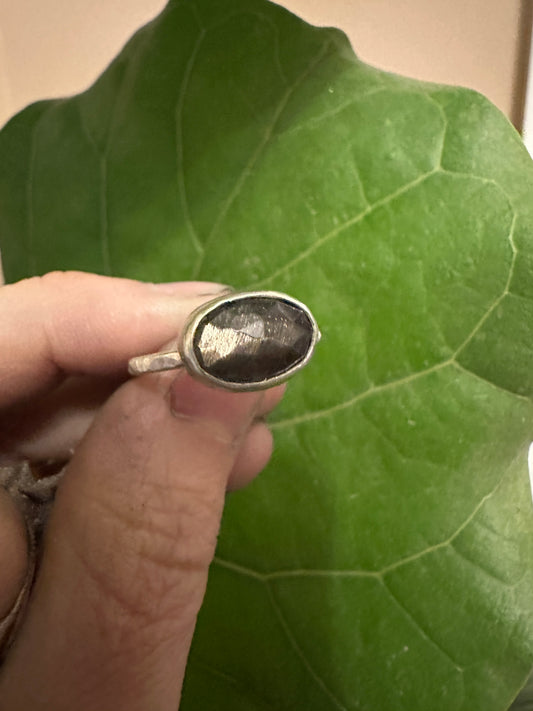 Black moonstone ring size 8