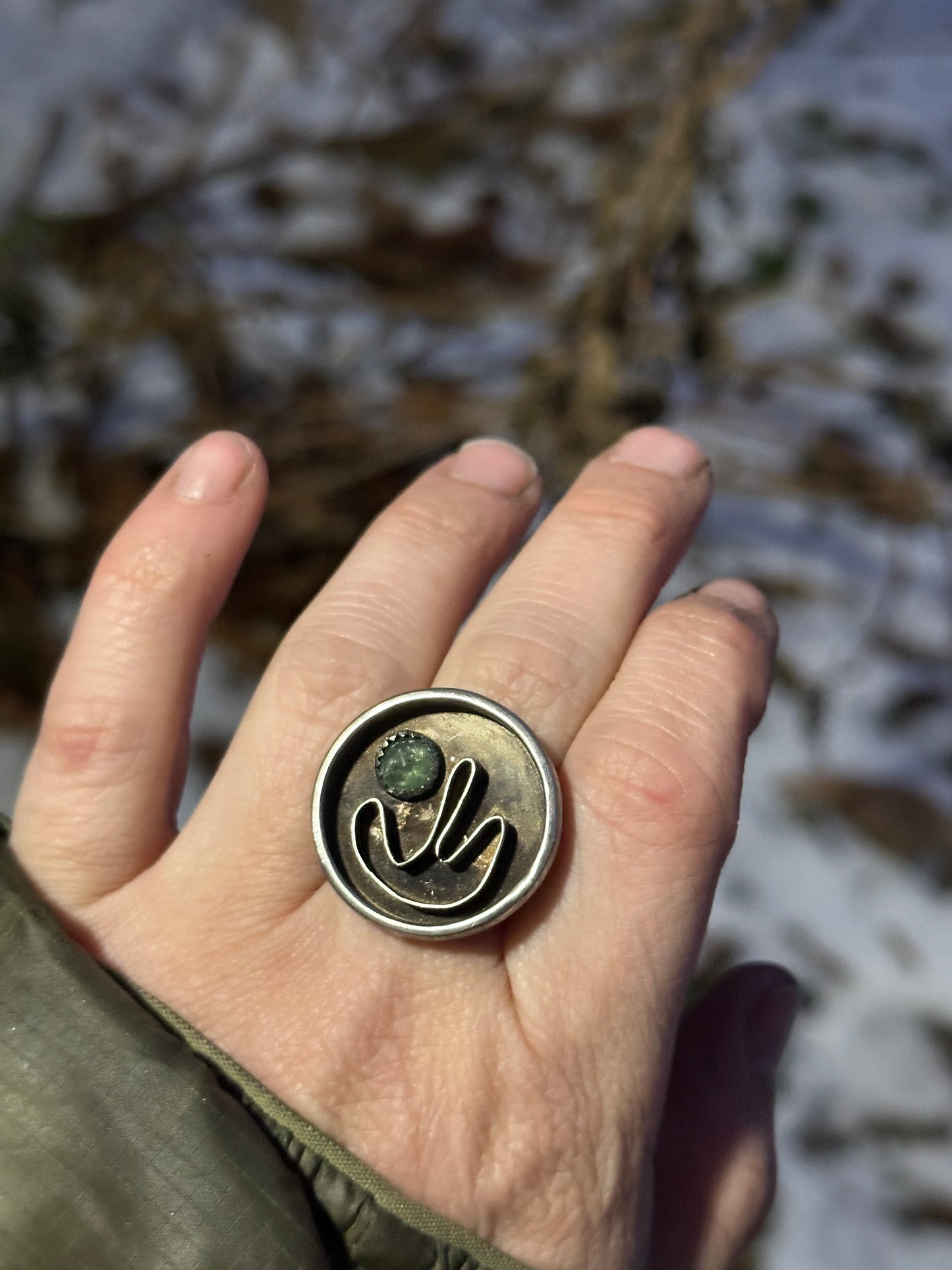 Cactus bush with green kyanite - current // flow ring size 8