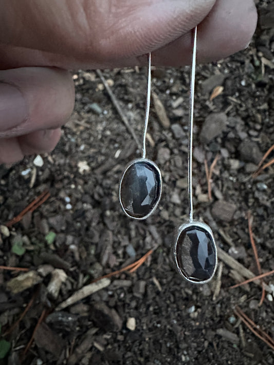 Black moonstone faceted earrings