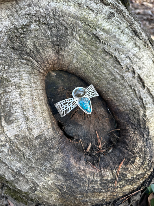 Labradorite and morenci 2 / nacozari turquoise Dragonfly Cuff