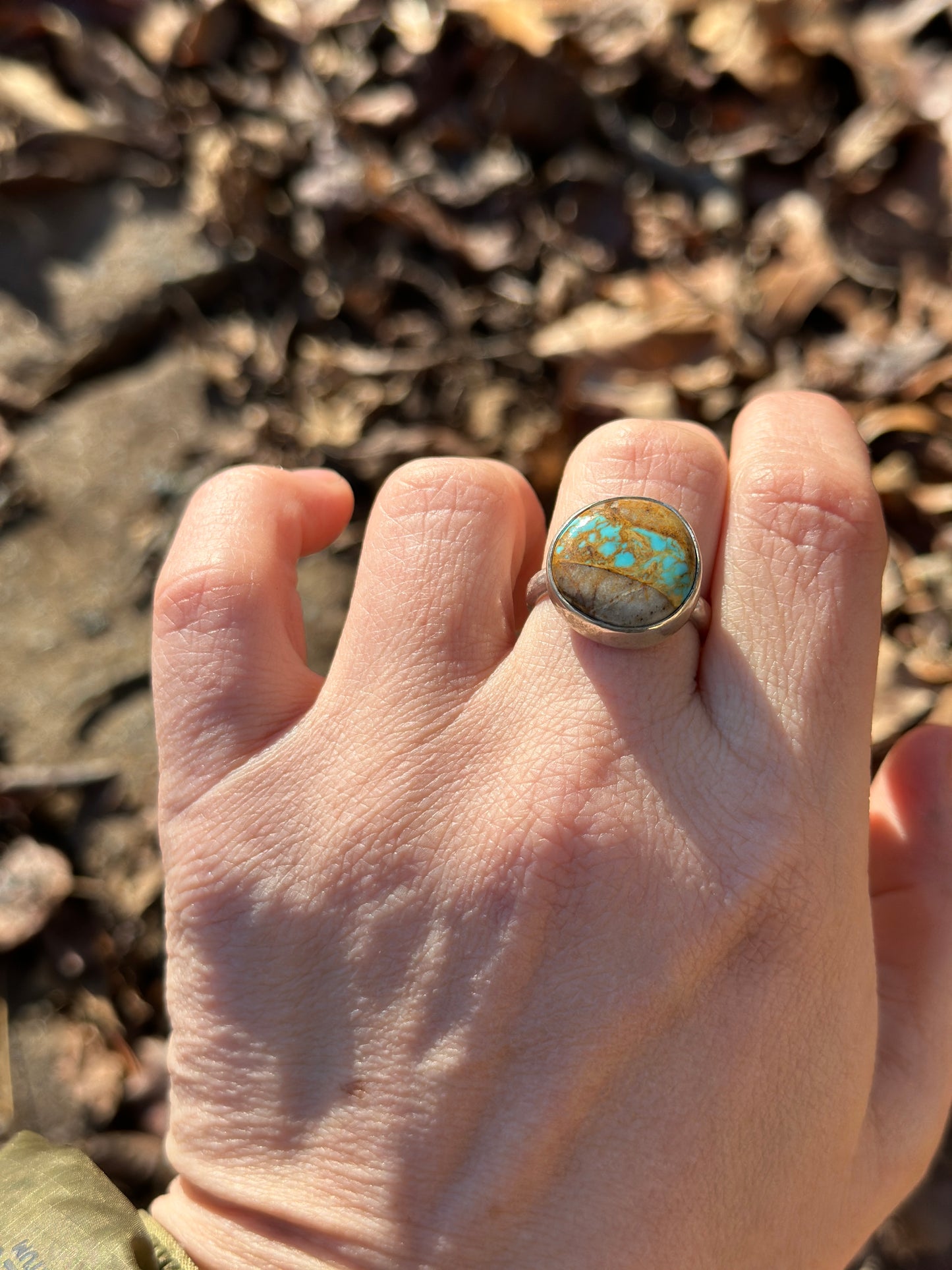 Round royston ribbon turquoise ring size 8