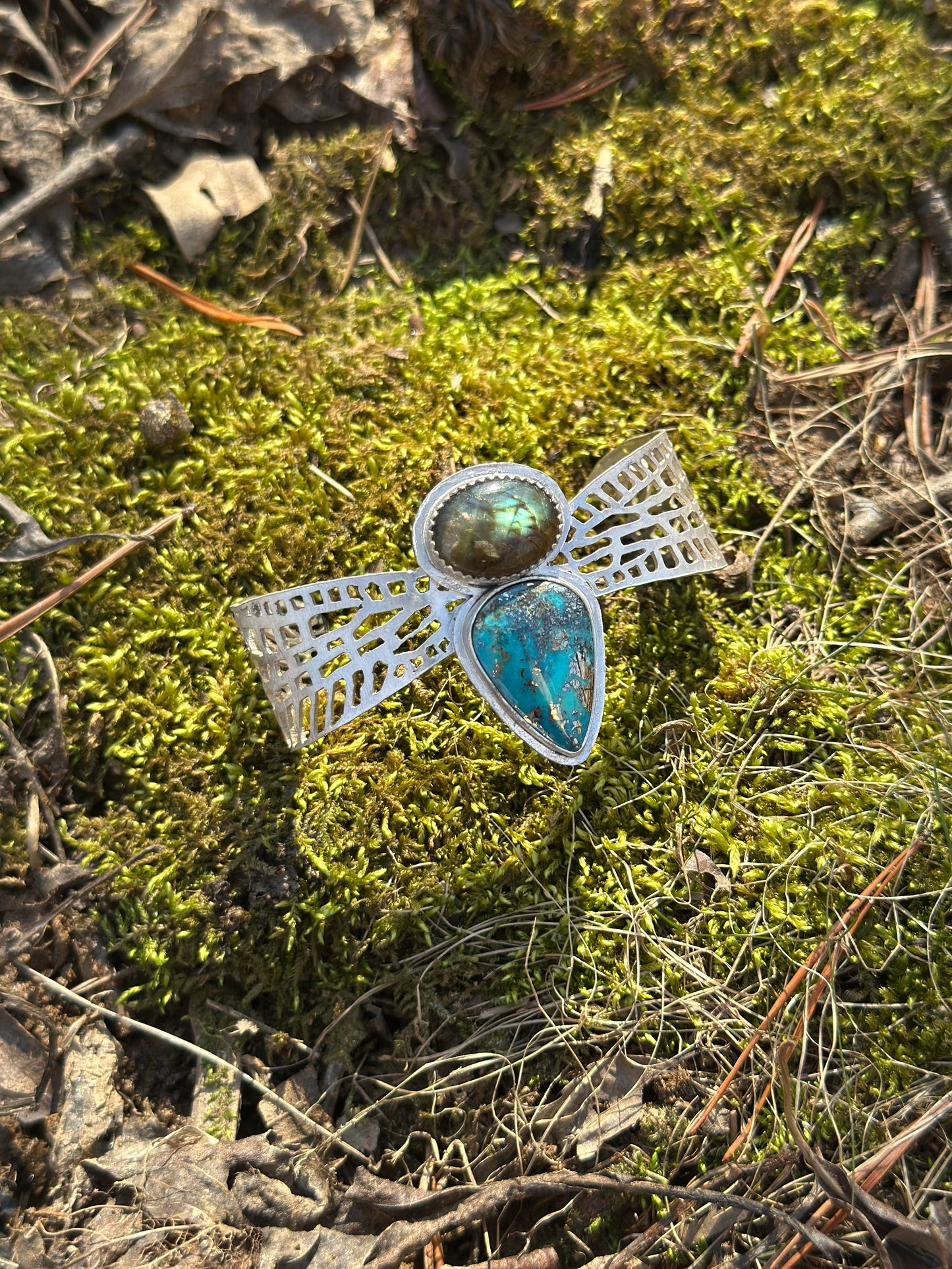 Labradorite and morenci 2 / nacozari turquoise Dragonfly Cuff