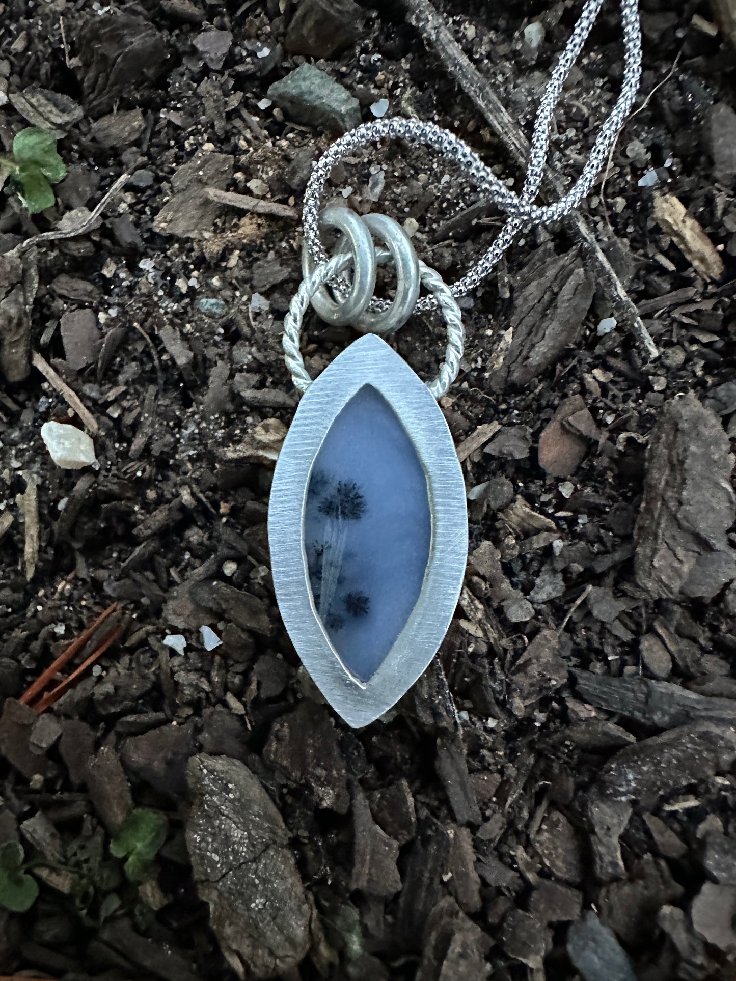 Dendritc opal cut out necklace