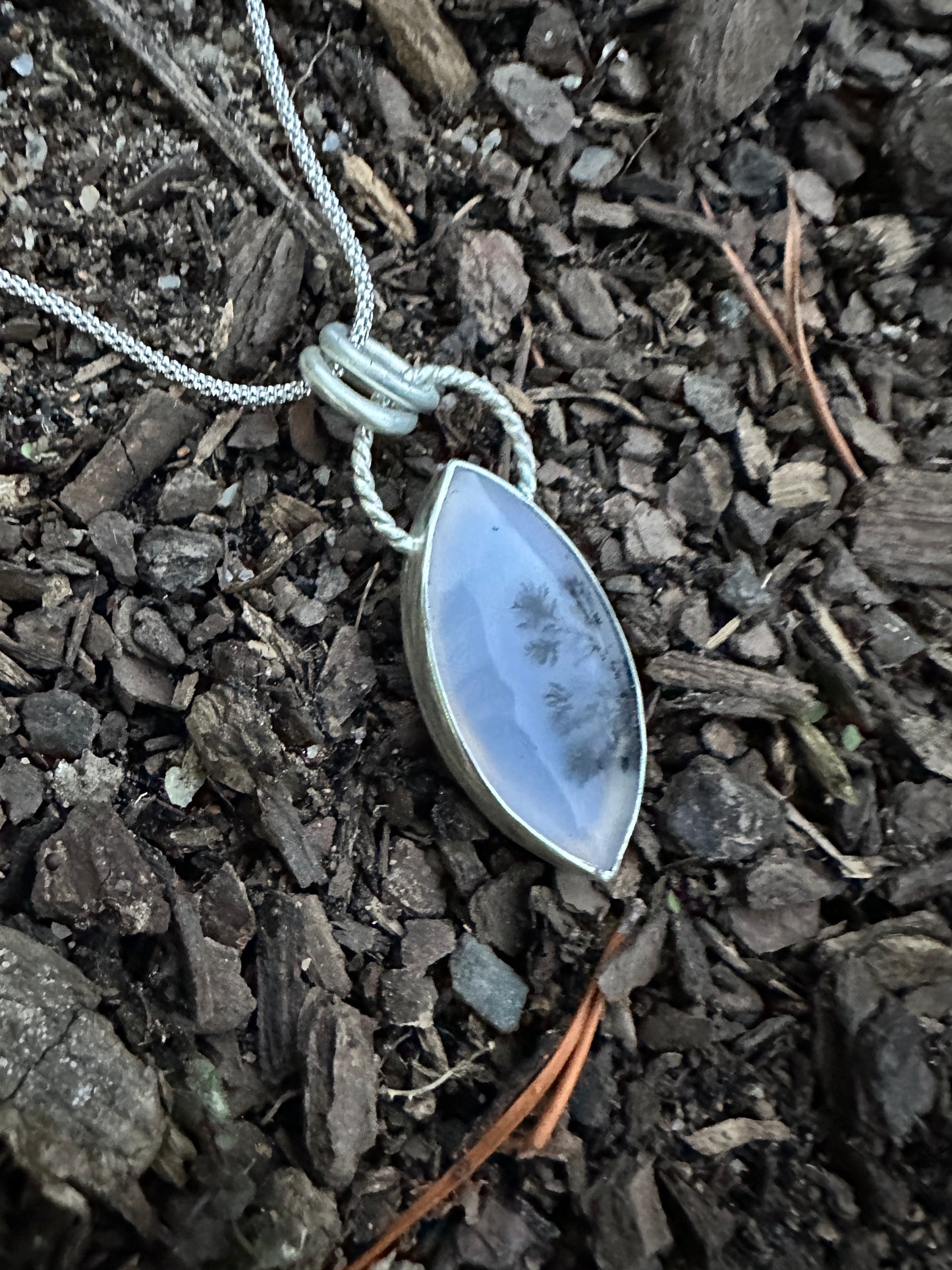 Dendritc opal cut out necklace