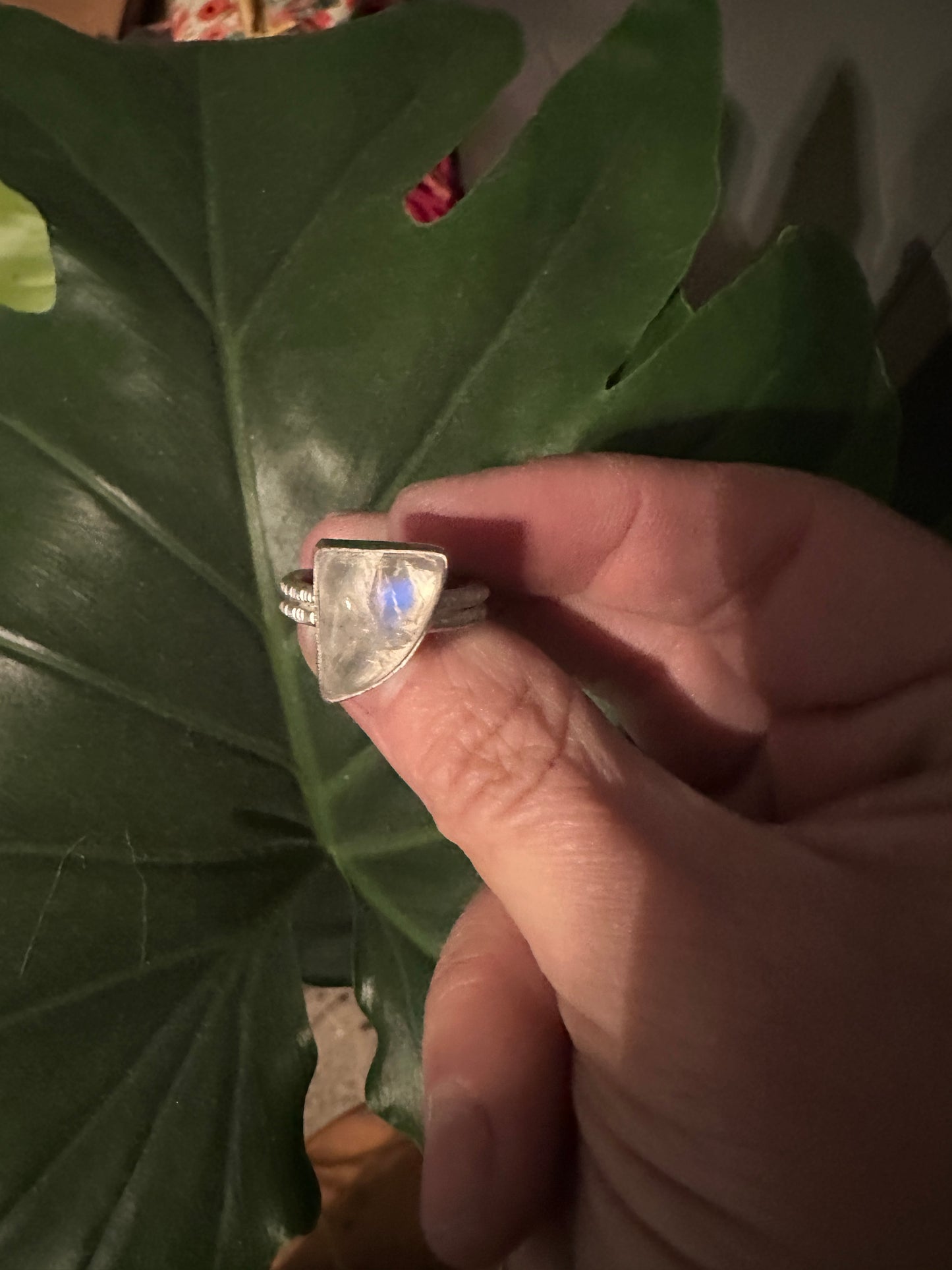 Triangle moonstone ring size 6.75