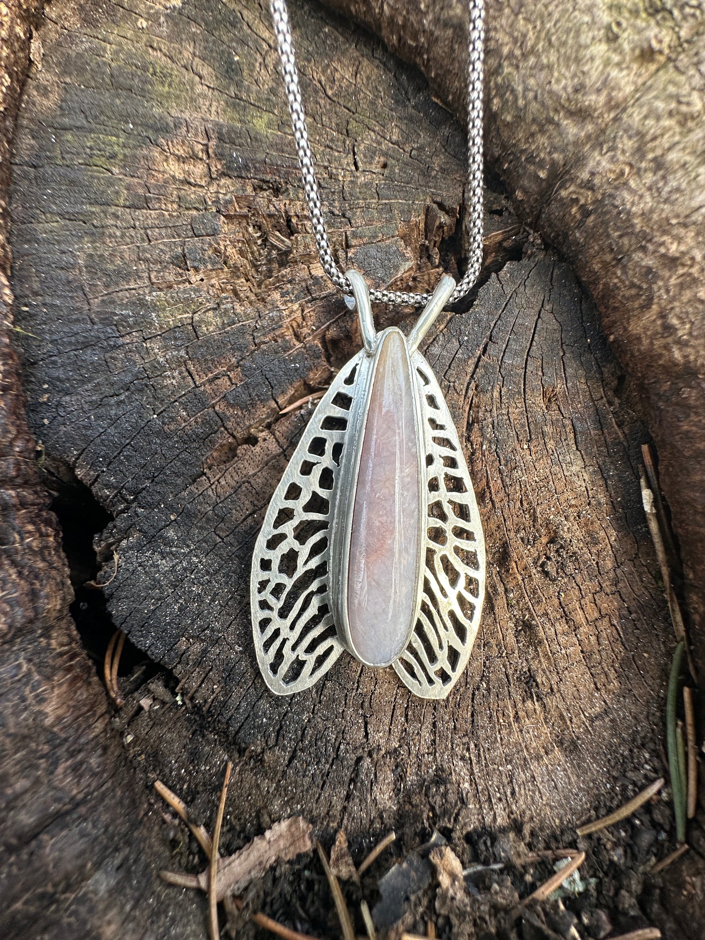 Fossilized coral winged necklace