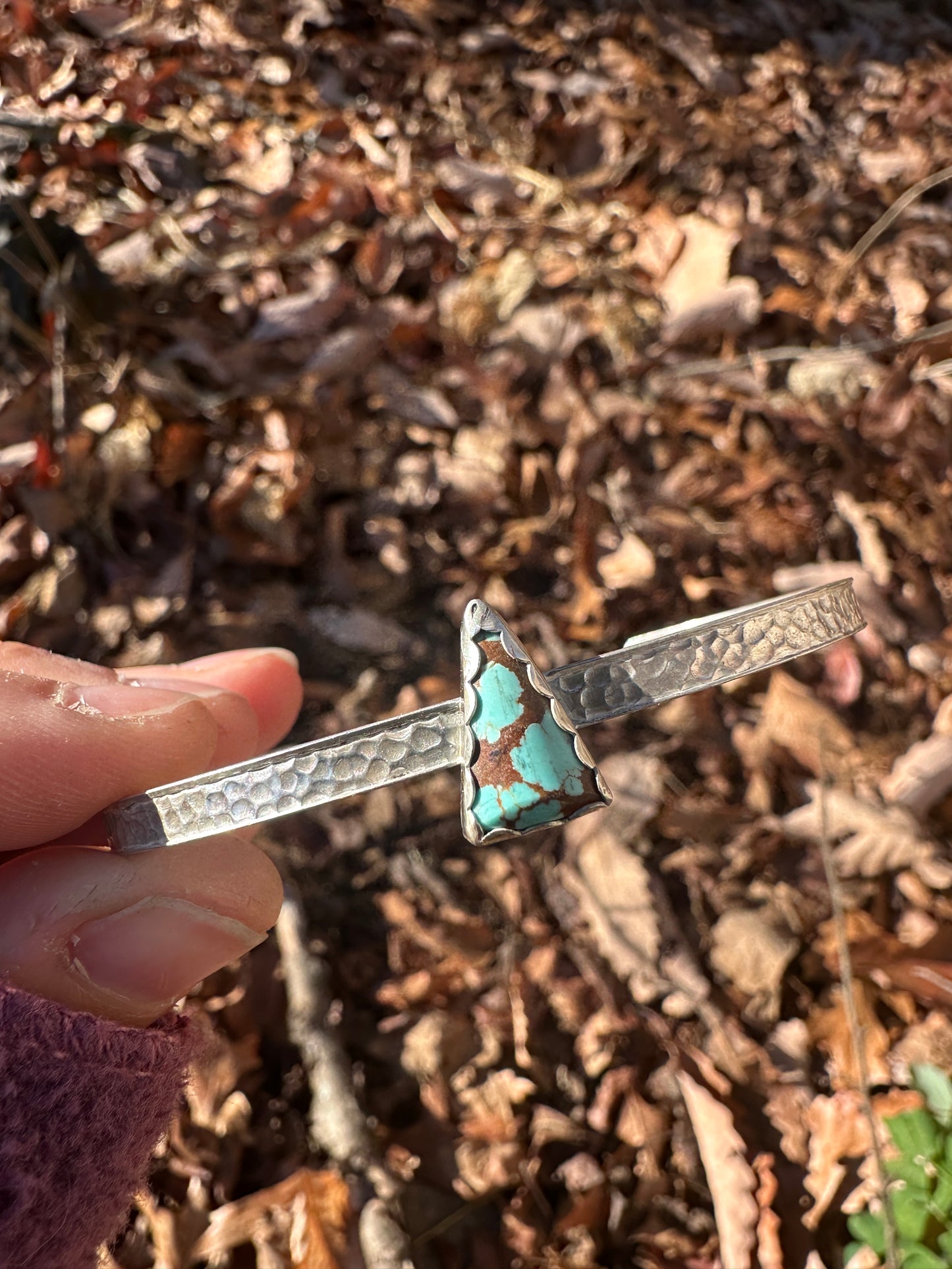 Rustic turquoise triangle turquoise cuff