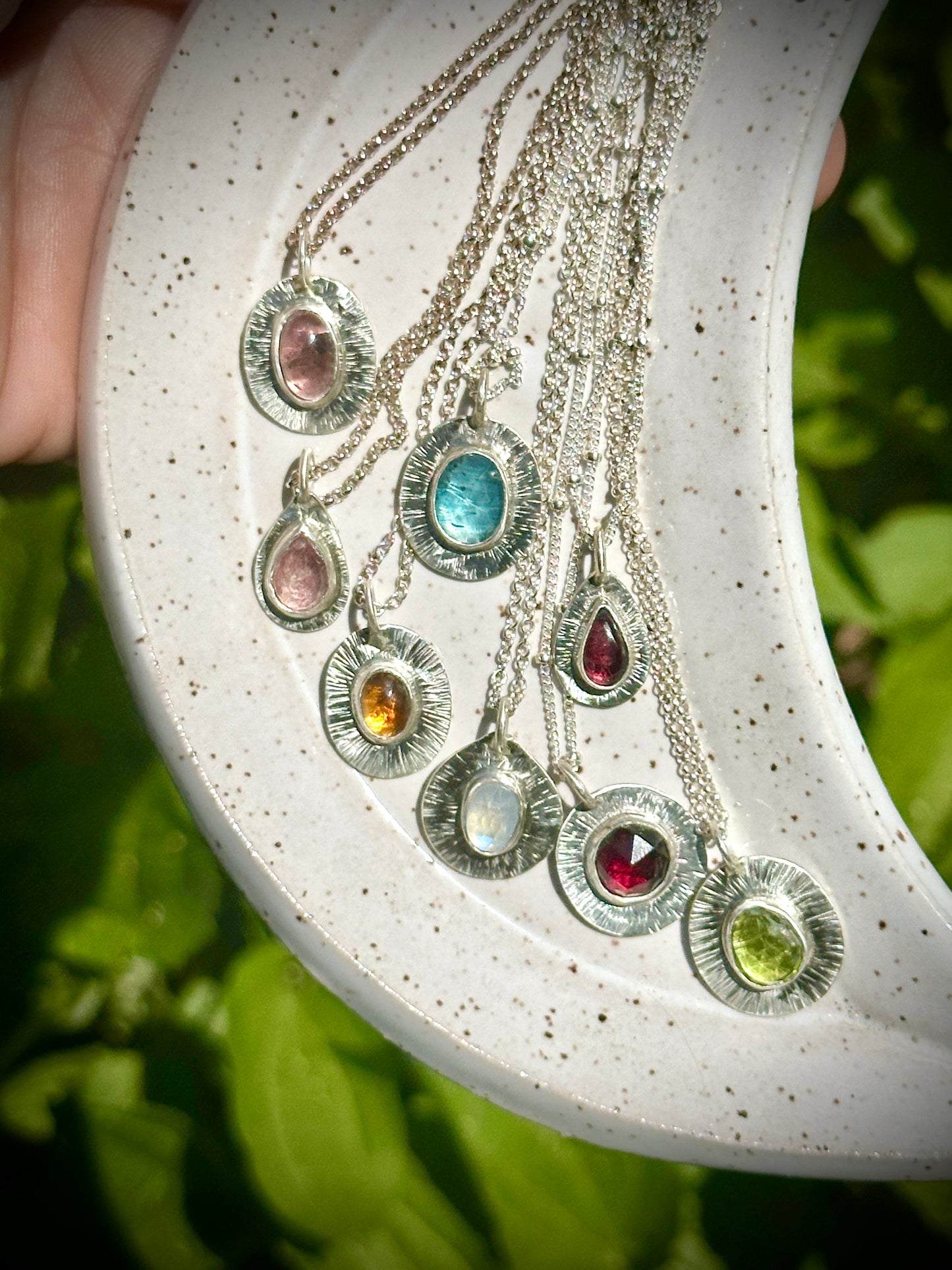 Burst gemstone necklaces