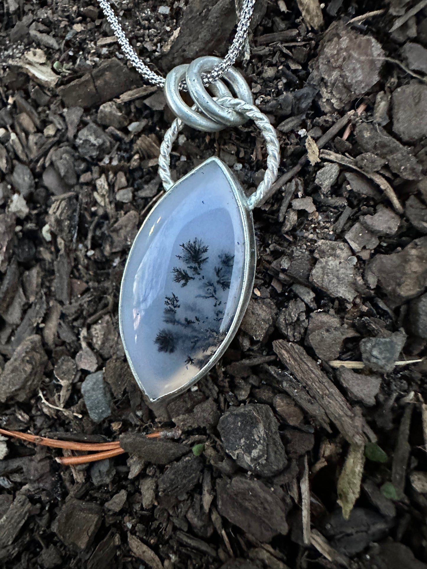 Dendritc opal cut out necklace