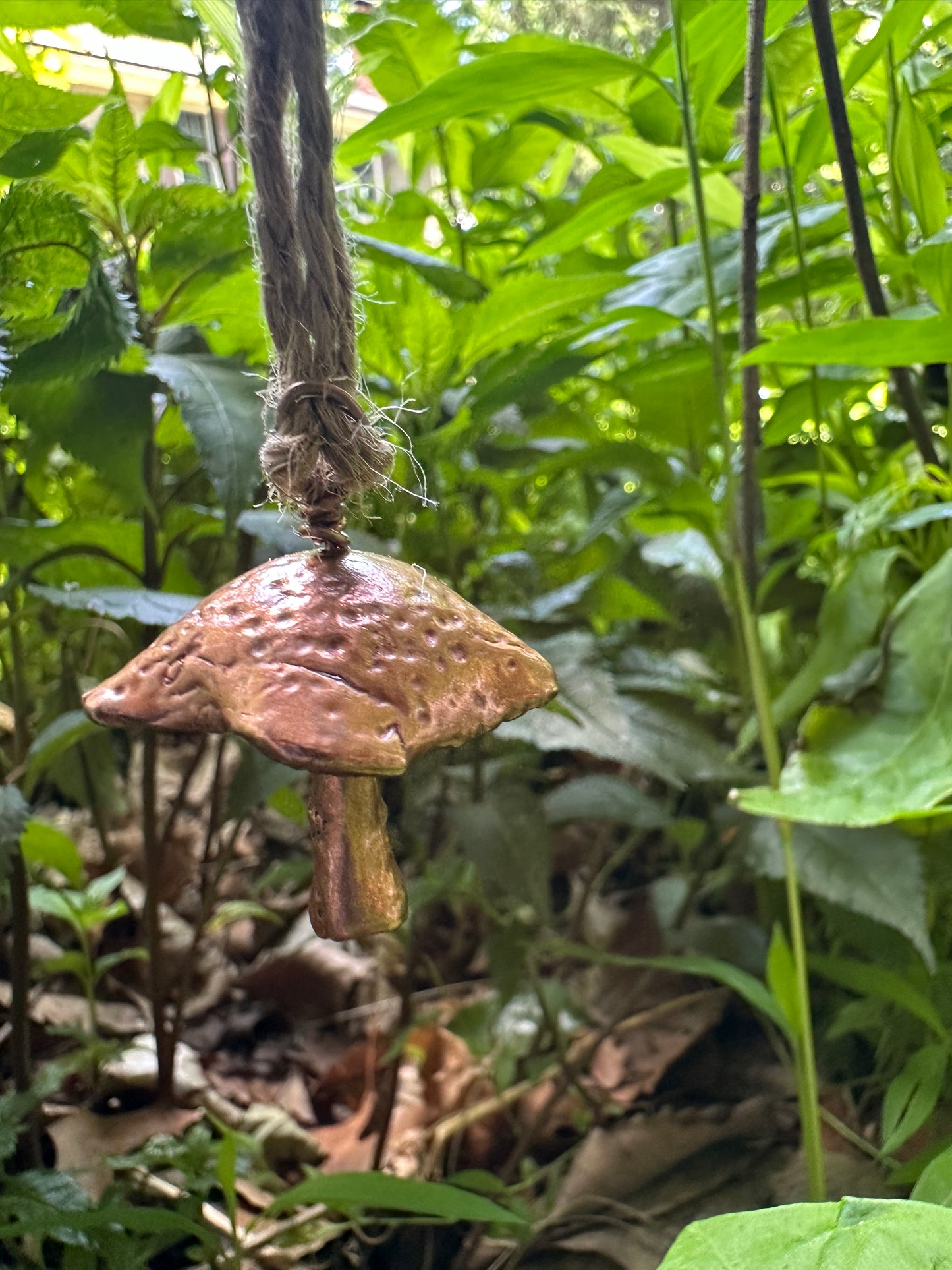 Mushie Bell - recycled copper metal clay mushroom