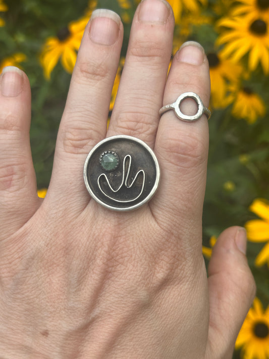 Cactus bush with green kyanite - current // flow ring size 8