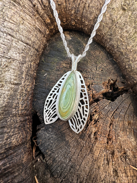 Gary green Jasper winged necklace