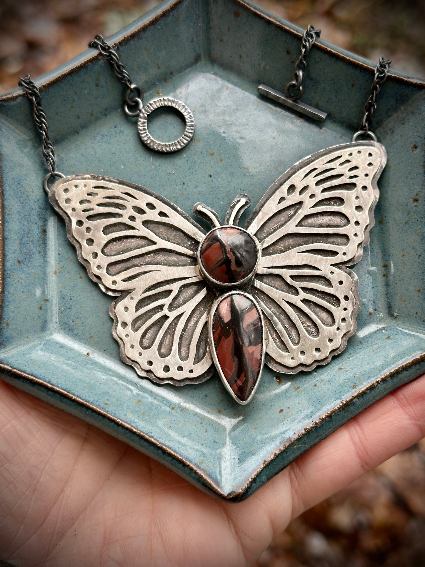 Indian Paint Stone winged necklace