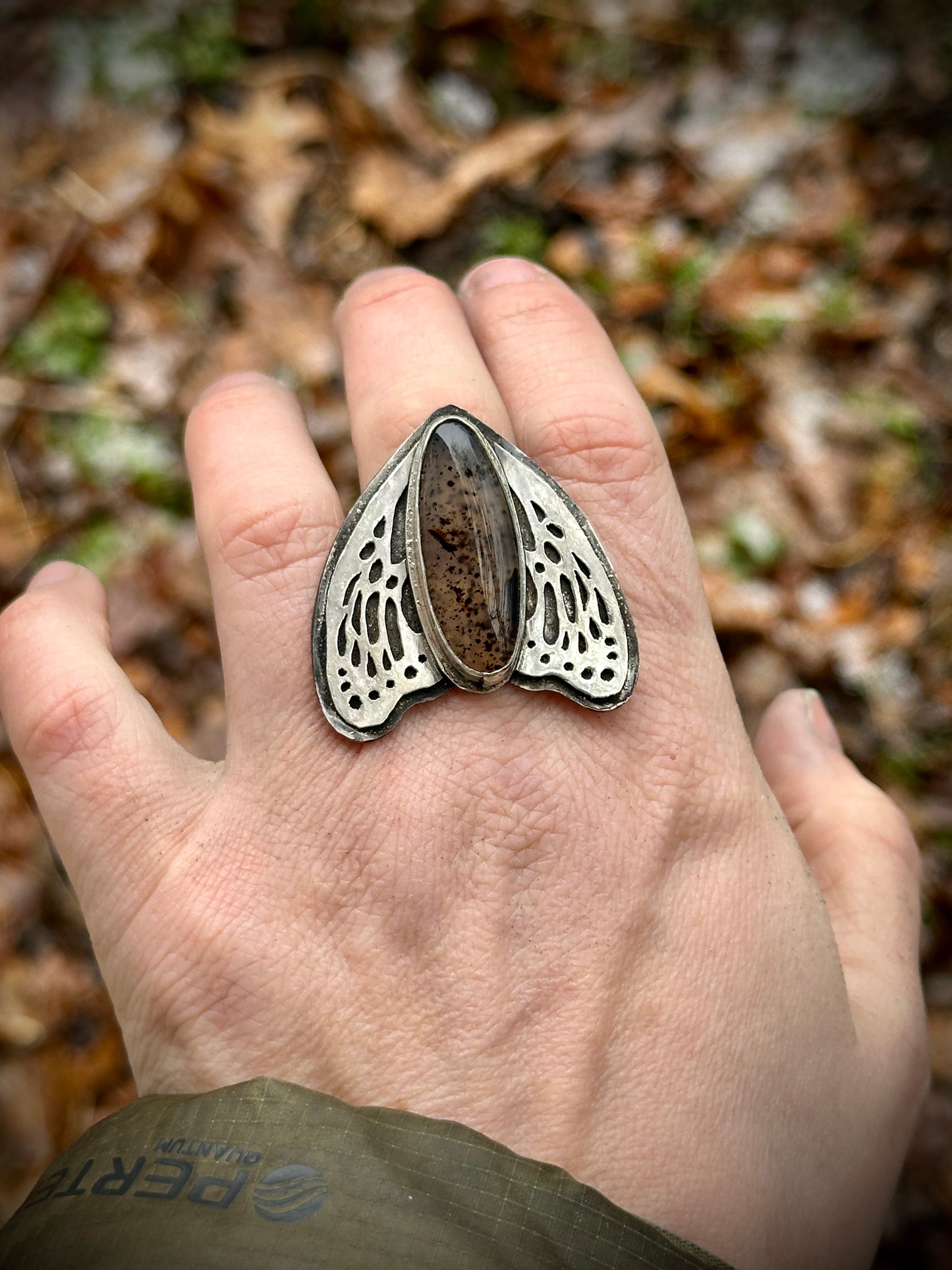 Winged Montana Agate Ring size 9