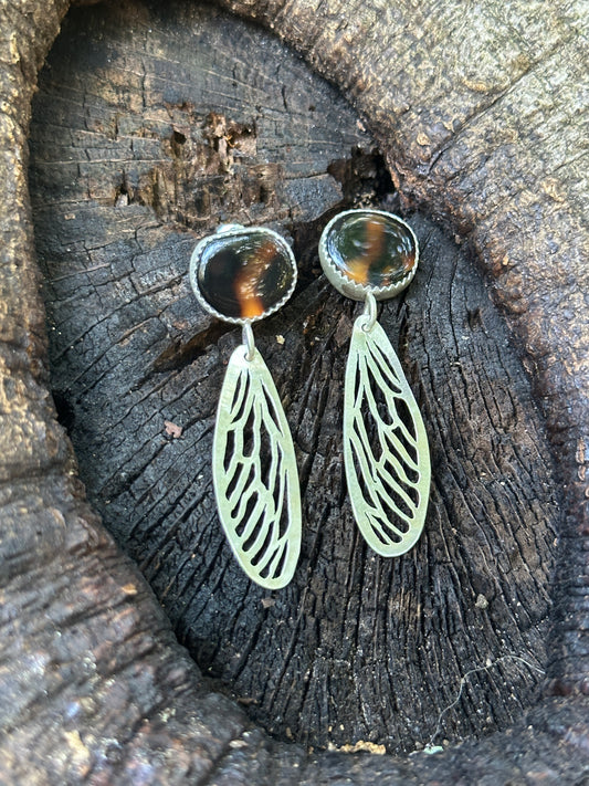 Striped Montana Agate Winged Earrings