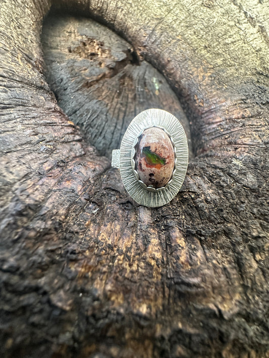 Fire Opal burst ring - size 10.5