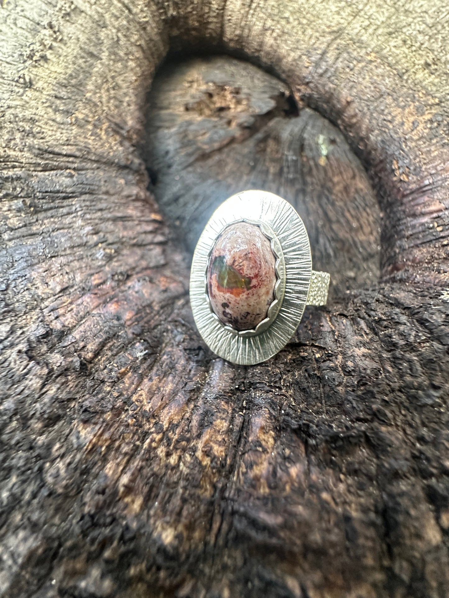 Fire Opal burst ring - size 10.5