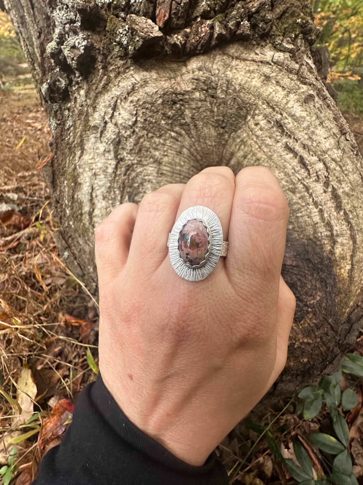 Fire Opal burst ring - size 10.5