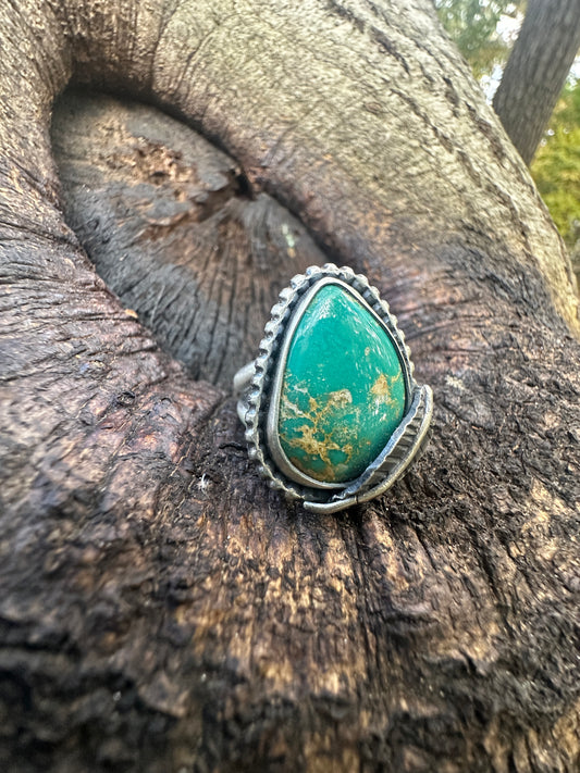 Turquoise and Feather ring size 8.5
