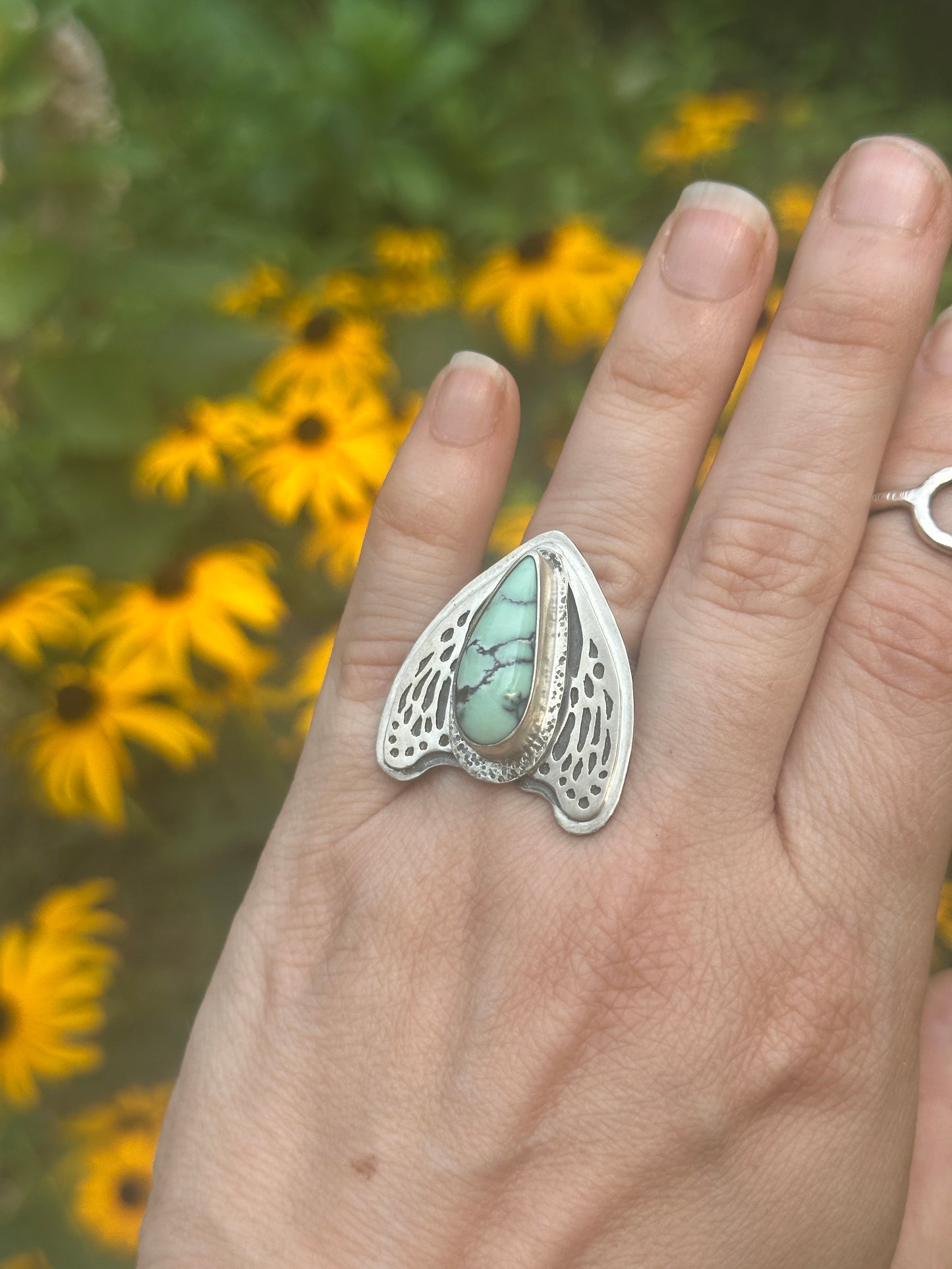 Winged Variscite Ring size 7