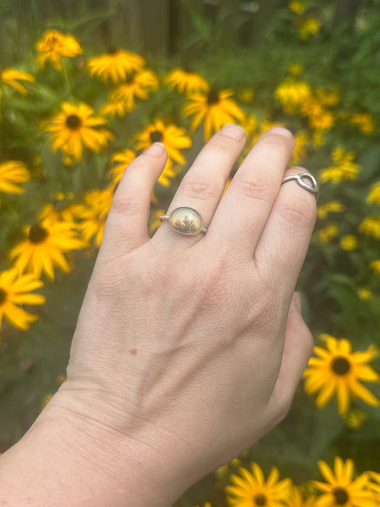 Oval Dendritic Agate ring - size 7.5